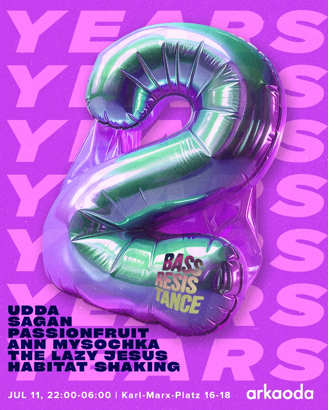 Bass Resistance event poster — 2 Years Bass Resistance